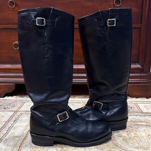 Chippewa Baden Trooper Moto Black Leather Mens Sz 11.5D Buckle Steel Toe Boots